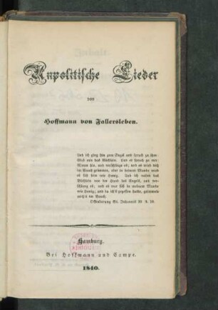 Theil [1]: Unpolitische Lieder