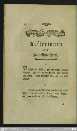 Reflexionen des Kapellmeisters