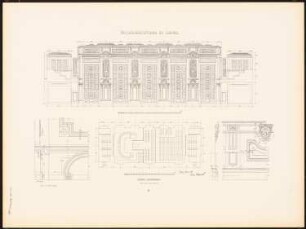Reichsgericht, Leipzig: Tafel 45: Großer Sitzungssaal (Grundriss, Fensterwand und Details) (aus: Der Reichsgerichtsbau zu Leipzig, Berlin 1898)