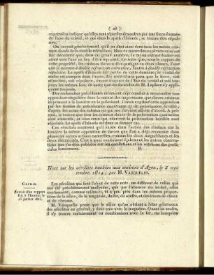 Notes sur les aérolites tombées aux environs d'Agen, le 5 septembre 1814