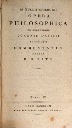 M. Tullii Ciceronis Opera Philosophica, 4. Libri de divinatione et de fato