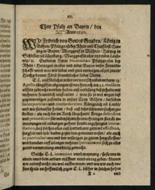 61-63, Chur Pfaltz an Bayrn den 21. April, 1. Maij Anno 1620