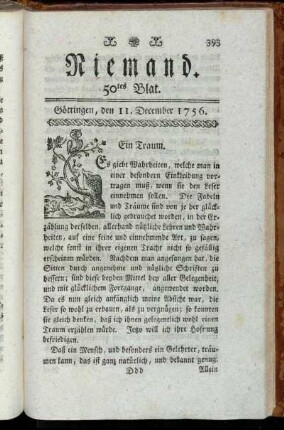 50tes Blat. Göttingen, den 11. December 1756.