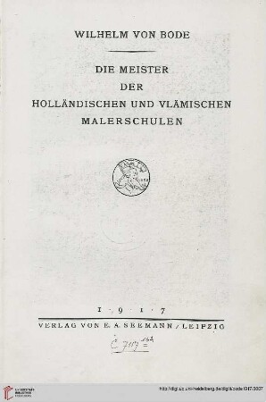 Die Meister der holländischen und vlämischen Malerschulen