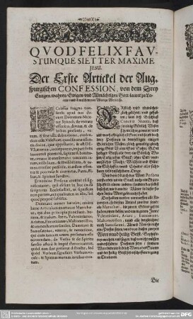 Der Erste Artickel der Augspurgischen Confession