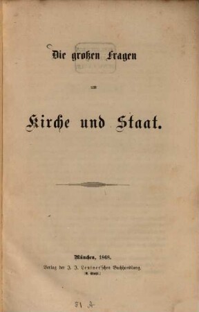 Die großen Fragen um Kirche und Staat