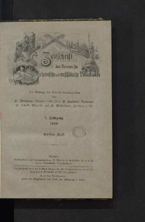 Zeitschrift des Vereins für Rheinische und Westfälische Volkskunde / 7. Jahrgang 1910