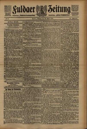 Erste Ausgabe vom Montag, den 26. April 1909.