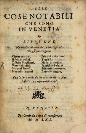 Delle Cose notabili che sono in Venetia