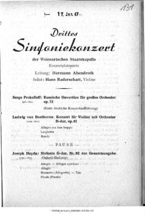 Drittes Sinfoniekonzert