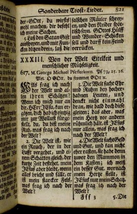 XXXIII. Von der Welt Eitelkeit und menschlicher Mühseligkeit