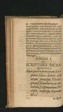 Locus I. De Scriptura Sacra.