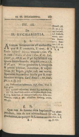 Tit. III. De SS. Eucharistia
