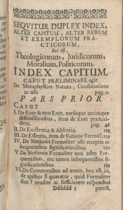 Index Capitum.