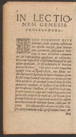 In Lectionem Genesis Prolegomena.