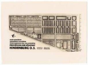 Gartenanlagen Südstadt, Hindenburg: Freiflächen der Südstadt, Dauerkleingärten, Siedlergärten, Schulgärten, öffentliche Spiel- und Sportplätze: Lageplan 1:1000