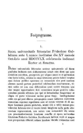 I. Festprogramme