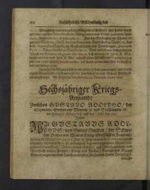 Sechsjähriger Kriegsanstand
