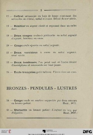 Bronzes – Pendules – Lustres (Nr. 24-44)