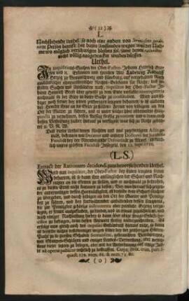 Extract der Rationum decidendi zum bevorstehenden Urthel