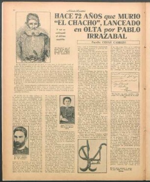 Hace 72 años que murio "El Chaco", lanceado en olta por Pablo Irrazabal : Y así se extinguió el último caudillo
