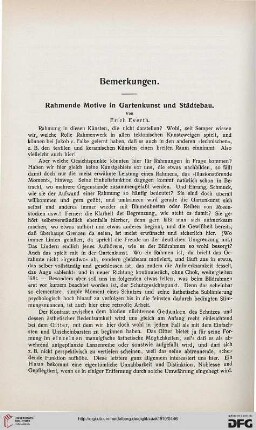 Rahmende Motive in Gartenkunst und Städtebau