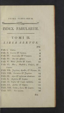 Index Fabularum. Tomi II.