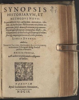 Synopsis historiarum et methodus nova