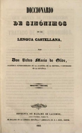 Diccionario de Sinónimos de la lengua Castellana