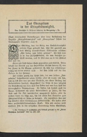 111, Das Evangelium in der Kriegsfrömmigkeit