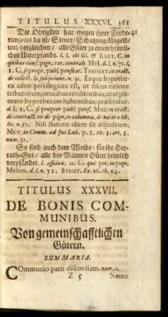 Titulus XXXVII. De Bonis Communibus. Von gemeinschafftlichen Gütern
