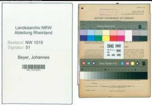 Entnazifizierung Johannes Beyer , geb. 19.07.1900 (Schneider)