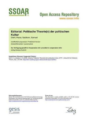 Editorial: Politische Theorie(n) der politischen Kultur