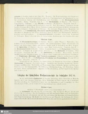 Lehrplan der Königlichen Werkmeisterschule im Schuljahre 1887/88
