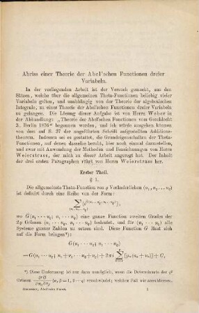 Abriss einer Theorie der Abelschen Functionen von drei Variabeln