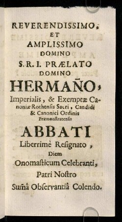 3r-10r, Reverendissimo. et Amplissimo domino...