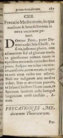 Precationes Medicorum Theoricorum.