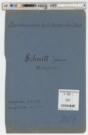 Schmitt, Johanna, geb. 23.2.1902, Stenotypistin