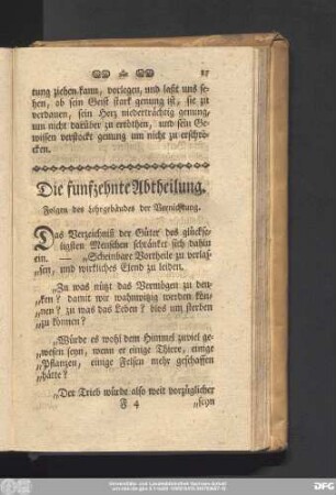 Die funfzehnte Abtheilung. Folgen des Lehrgebäudes der Vernichtung.