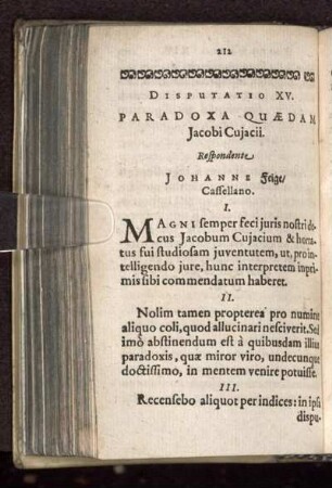 Disputatio XV. Paradoxa Quaedam Jacobi Cujacii