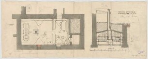 Thiersch, Friedrich von; Glonn (Obb.); Schloss Zinneberg - Altes Schloss - Weinkeller (Grundriss, Schnitt)