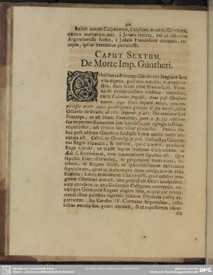 Caput Sextum. De Morte Imp. Güntheri
