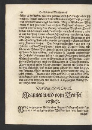 Das Vierzehende Capitel. Joannes wird vom Teuffel versucht.