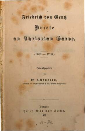 Briefe an Christian Garve : 1789-1798