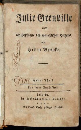 Julie Grenville oder die Geschichte des menschlichen Herzens