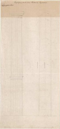 Gärtner, Friedrich von; Aschaffenburg; Pompejanisches Haus (Pompejanum) - Verjüngung der dorischen Säulen (Ansicht, Konstruktion)
