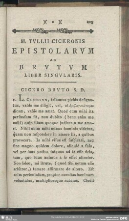 Epistolarum Ad Brutum Liber Singularis
