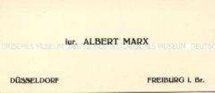 Visitenkarte des zweitältesten Sohnes aus der Sammlung des Reichskanzlers Marx / Kategorie "Marx" (Familie) - Sachkonvolut