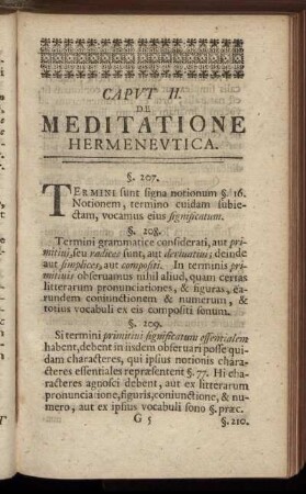 Caput II. De Meditatione Hermeneutica.