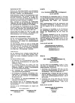 Mitteilung über Berichterstattung zum Lehrlingssport : 33/72 vom 26. April 1972 ; [Mitteilungen]